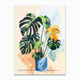 Monstera Plant Minimalist Illustration 6 Canvas Print