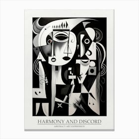 Harmony And Discord Abstract Black And White 6 Poster Canvas Print