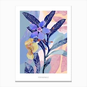 Colourful Flower Illustration Poster Periwinkle 3 Canvas Print