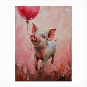 Cute Pig 1 With Balloon Canvas Print