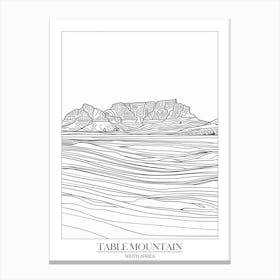 Table Mountain South Africa Line Drawing 6 Poster Canvas Print