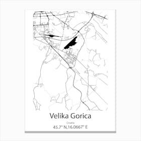 Velika Gorica,Croatia Minimalist Map Canvas Print