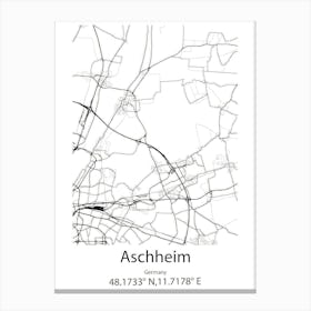 Aschheim,Germany Minimalist Map Canvas Print