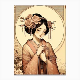 Japan Traditional Geisha Illustration By Ad 109 Canvas Print