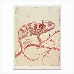 Red Parson S Chameleon Block Print Canvas Print