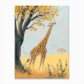 Giraffe Reaching Up To The Leaves 1 Canvas Print