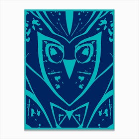 Abstract Owl Two Tone Dark Blue 1 Canvas Print