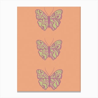 Orange Butterfly x 3 Canvas Print