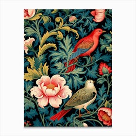 Birds And Flowers Wallpaper Canvas Print