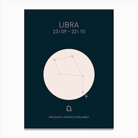 Libra Star Sign In Dark Canvas Print