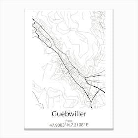 Guebwiller,France Minimalist Map Canvas Print