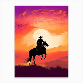 cowboy into sunset Canvas Print