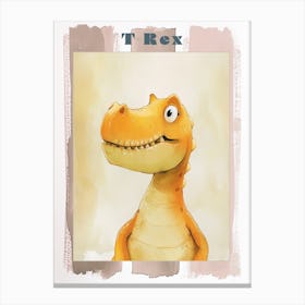 Cute T Rex Dinosaur Illustration 1 Poster Canvas Print