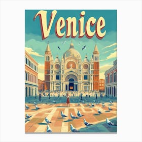 Aihrgdesign A Classic 1960s Travel Poster For Venice 3 Canvas Print