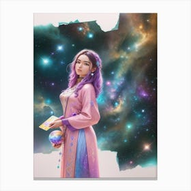 Chinese Girl In Space Canvas Print