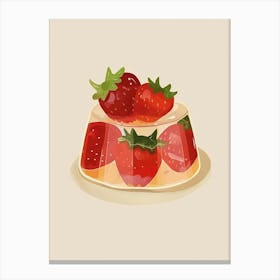Jellied Strawberry Dessert Minimal Illustration Canvas Print