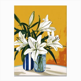 Lily Flowers On A Table   Contemporary Illustration 3 Canvas Print