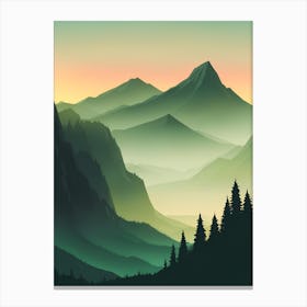 Misty Mountains Vertical Composition In Green Tone 148 Canvas Print