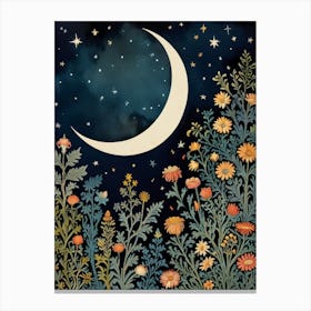 Nature And Moon Style William Morris 7 Canvas Print