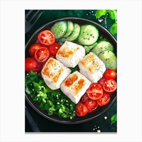 Fish Salad With Vegetables Art Canvas Print