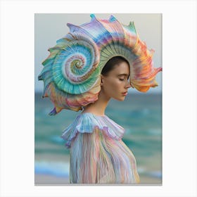 "Woman's Shell Headpiece Portrait" Canvas Print