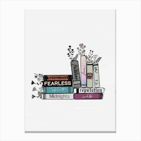 Books On A Shelf taylor swift album titles Canvas Print