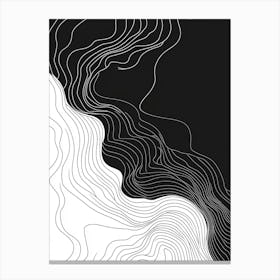 Black And White Wavy Lines Canvas Print