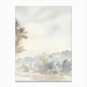 Neutral Landscape Watercolour Tree Vintage 3 Canvas Print