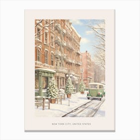Vintage Winter Poster New York City Usa 3 Canvas Print