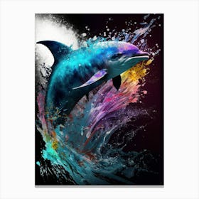 splatter paint dolphin Canvas Print