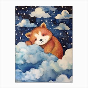 Baby Red Panda 1 Sleeping In The Clouds Canvas Print
