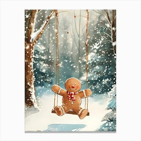 Gingerbread Man On Swing Canvas Print