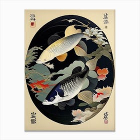 Fish Yin and Yang 1, Japanese Ukiyo E Style Canvas Print