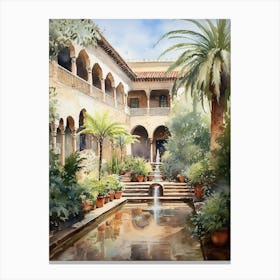 Gardens Of Alhambra Spain Watercolour 1 Canvas Print
