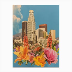 Los Angeles   Floral Retro Collage Style 2 Canvas Print