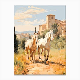 Horses Painting In Siena, Italy 3 Canvas Print