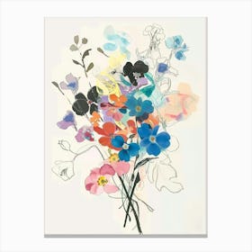Forget Me Not 3 Collage Flower Bouquet Canvas Print
