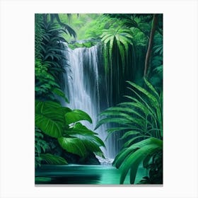 Waterfalls In A Jungle Waterscape Crayon 2 Canvas Print