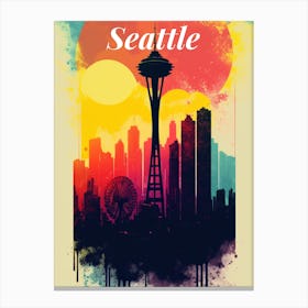 Travel Poster Wall Art Seattle. Canvas Print