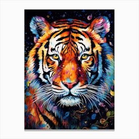 Tiger Art In Pointillism Style 2 Canvas Print