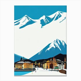 Davos, Switzerland Midcentury Vintage Skiing Poster Canvas Print