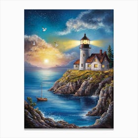 Lighthouse At Dusk Canvas Print