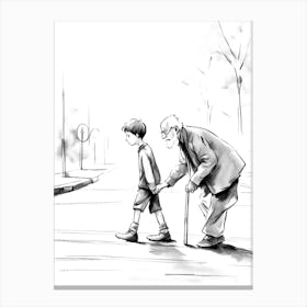 Old Man Walking Boy Canvas Print