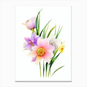 Daffodils Watercolour Flower Canvas Print