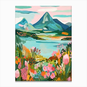 Mountain Lake Travel Painting Botanical Housewarming 2 Canvas Print