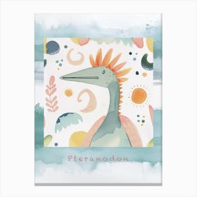 Cute Muted Pteranodon Dinosaur 3 Poster Canvas Print