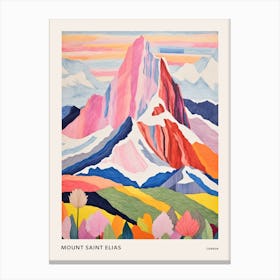 Mount Saint Elias Canada 1 Colourful Mountain Illustration Poster Canvas Print