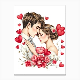 Couple Kissing Illustration 1 Leinwandbild