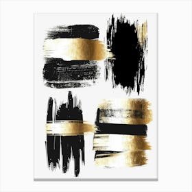 Gold And Black Brush Strokes 20 Canvas Print