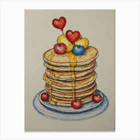 Heart Shaped Pancakes 1 Canvas Print